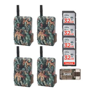 Browning Trail Camera Defender Wireless Pro Scout Cellular Trail Camera (4-Pack) with 32GB SD Cards and Card Reader
