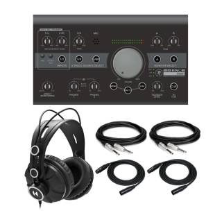 Mackie Big Knob Studio 3x2 Studio Monitor Controller and Interface Bundle with Headphones and Cables