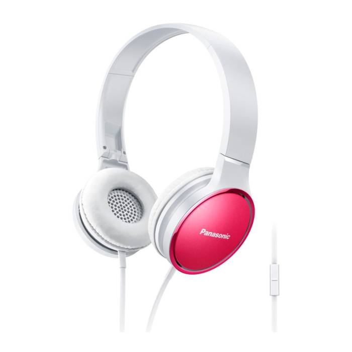 Panasonic On-Ear Stereo Headphones with Mic and Controller (Pink)