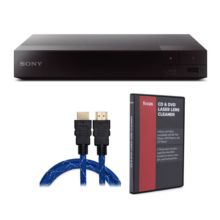 Sony BDPS1700 Blu-ray Disc Player with Web Streaming (Black) Bundle with DVD Lens Cleaner and HDMI Cable