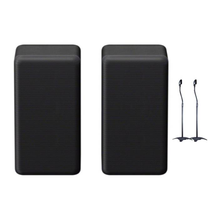 Sony SA-RS3S Wireless Rear Speakers with Monoprice Height Adjustable Speaker Stands Pair