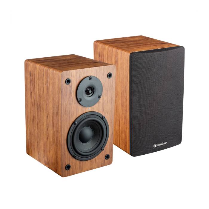 Knox Gear LP1 Powered Bookshelf Bluetooth Speakers (Wood Finish)