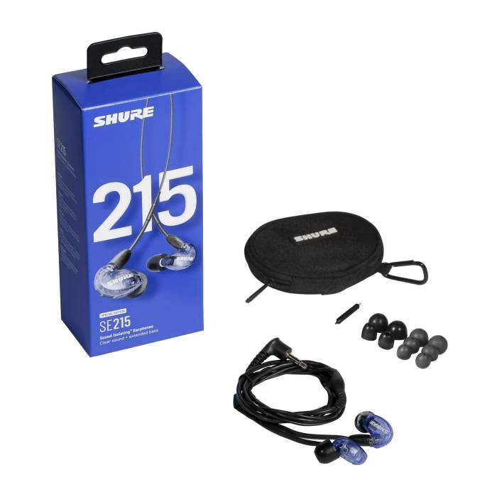 Shure SE215 Sound Isolating Earphones with 37dB Noise Cancellation and 3.5 mm Audio Cable (Purple)