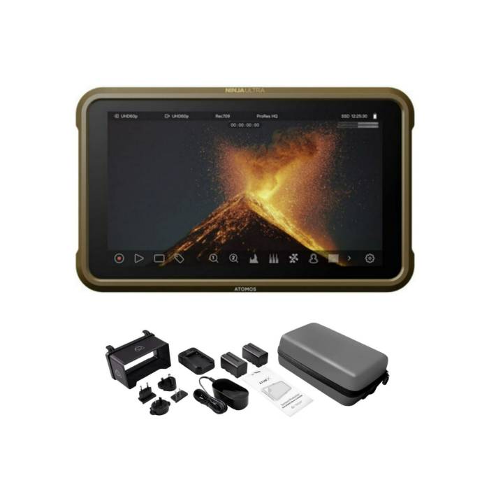Atomos Ninja 5.2" 4K HDMI Recording Monitor with Accessories Kit (Batteries, Fast Charger, Sun Hood