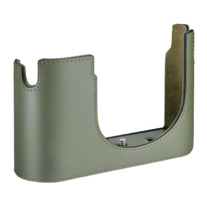 Leica Vegetable-Tanned Leather Half-Case for Q3 Camera with Additional Compartment (Olive Green)