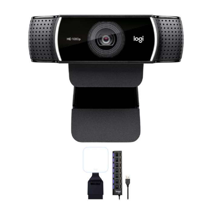 Logitech C922 Pro Stream 1080p Webcam Bundle with Logitech Litra Glow Premium Streaming Light with TrueSoft