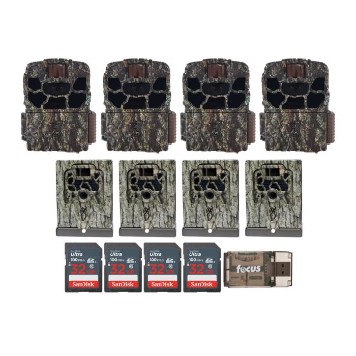 Browning Dark Ops Full HD Trail Camera with Security Box, 32GB SD Card, and Card Reader (4-Pack)