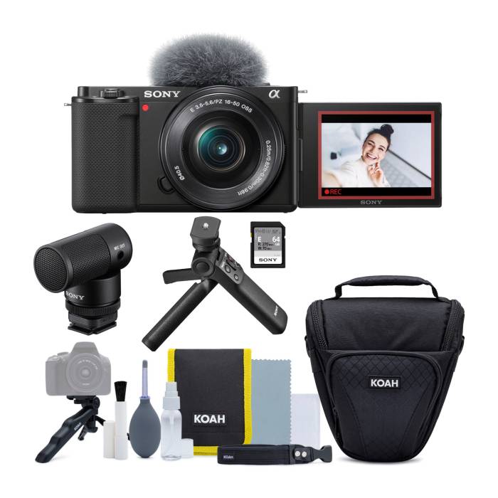Sony Alpha ZV-E10 APS-C Mirrorless with 16-50mm Lens (Black) Bundle with Content Creator Kit