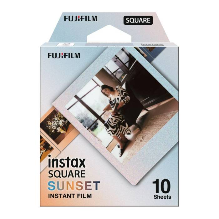 Fujifilm Instax Square Sunset 800 ISO Color Film 10 Exposures with Warm-Toned Gradient Frame Design