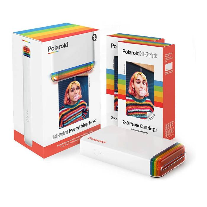 Polaroid Hi-Print Bluetooth Pocket Photo Printer and Paper Double Pack Everything Box