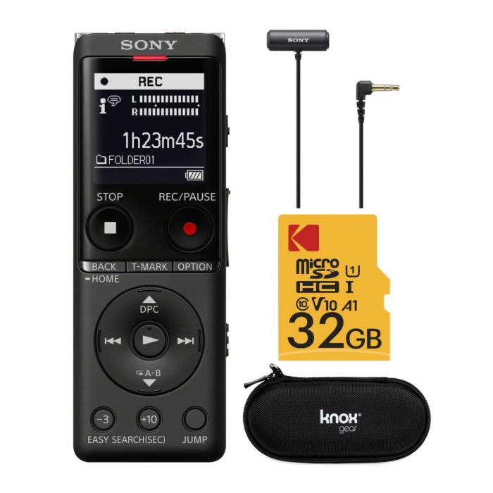 Sony ICD-UX570 Series UX570 Digital Voice Recorder (Black) with Sony ECM-LV1 Lav Mic bundle