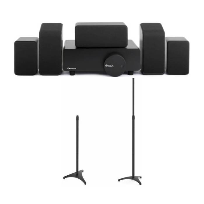Platin Monaco 5.1.2 Speakers with WiSA SoundSend and Dolby Atmos with Speaker Stands (1-Pair)