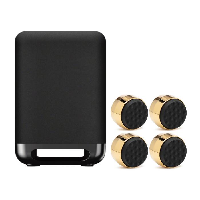 Sony SASW5 300W Wireless Subwoofer with Knox Gear Subwoofer Isolation Feet (4-pack, Black/Gold)