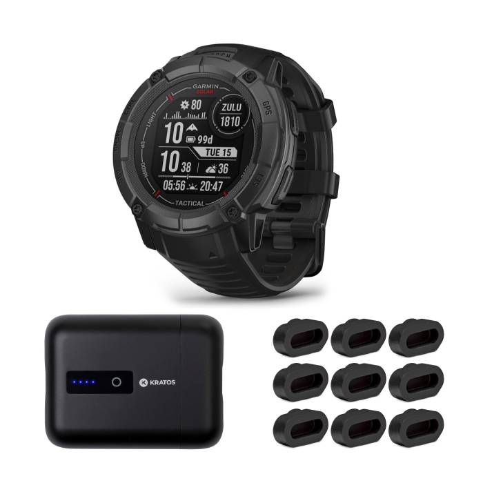 Garmin Instinct 2X Solar Series Smartwatch - Tactical Edition (Black) Bundle