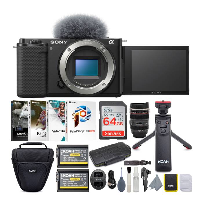 Sony Alpha ZV-E10 APS-C Mirrorless Vlog Camera Body (Black) Content Creator's Bundle