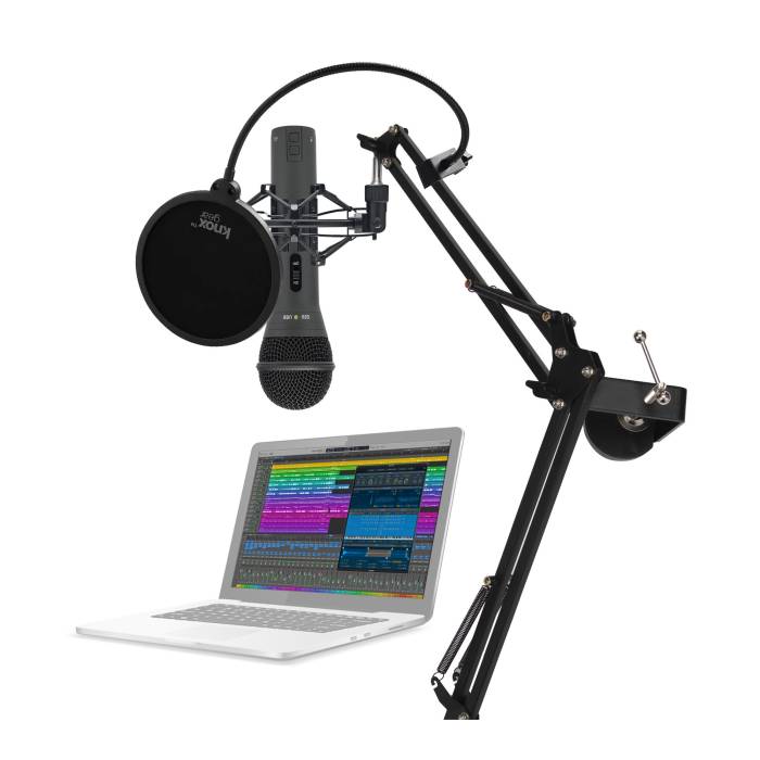 Samson Handheld USB Microphone with Knox Gear Boom Arm, Shock Mount, and Pop Filter