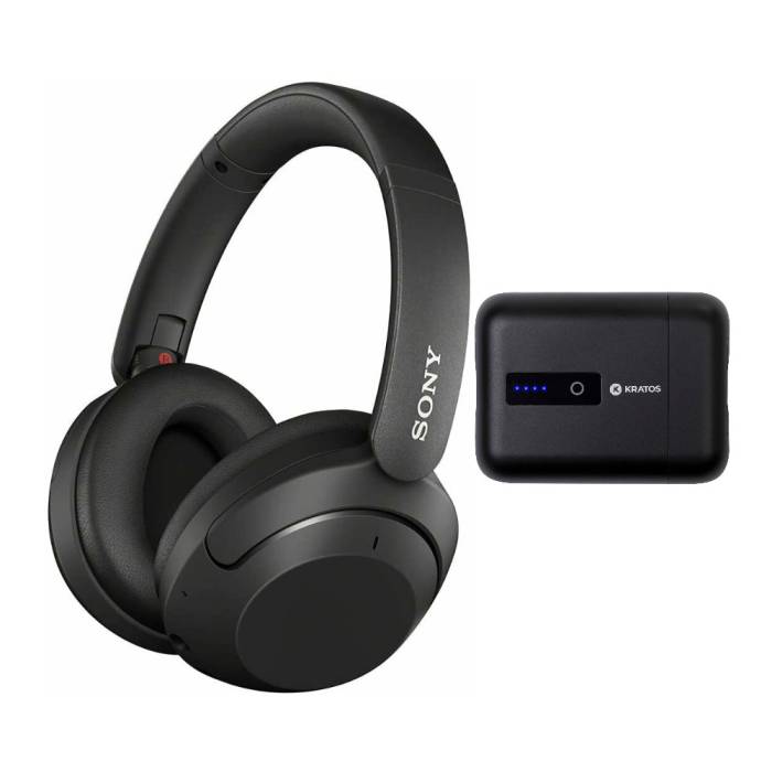 Sony WH-XB910N EXTRA BASS Noise Cancelling Headphones (Black) with Kratos Portable Power Bank bundle