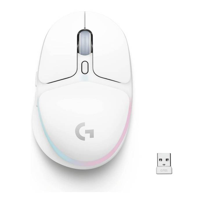 Logitech G705 Wireless Gaming Mouse with Customizable LIGHTSYNC RGB Lighting (White Mist)