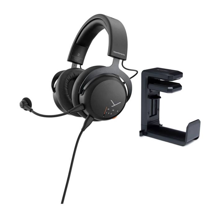 beyerdynamic MMX 150 Gaming Headset (Black) with Knox Gear Headphone Mount with Built-In Cable Organizer bundle