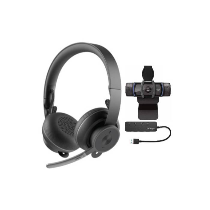 Logitech Zone 900 Wireless Bluetooth Headset Bundle with C920s 1080P HD Webcam - Office and Remote Work