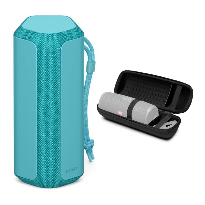 Sony SRS-XE200 X-Series Wireless Ultra Portable Bluetooth Speaker (Blue) with Knox Gear Hard Travel and Storage Case
