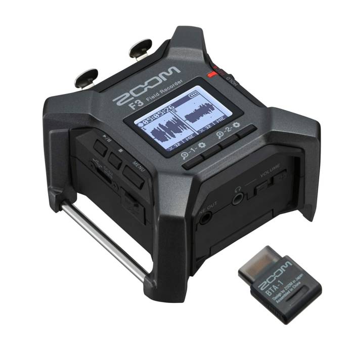Zoom F3 Digital Multitrack Field Recorder with ZBTA1-ZOOM Bluetooth Adapter