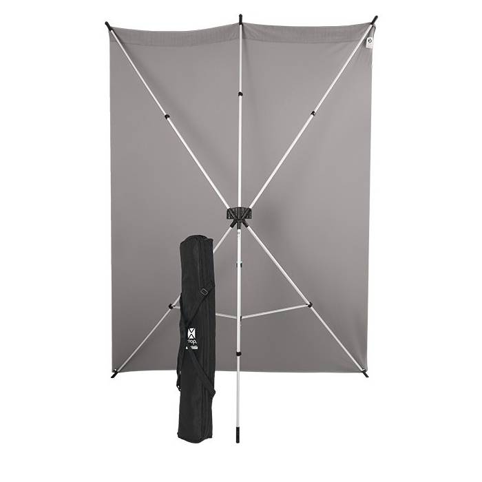Westcott X-Drop Wrinkle-Resistant Backdrop Kit (Neutral Gray, 5' x 7') Includes lightweight stand, backdrop, and carry case