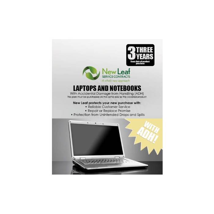 New Leaf 3-Year Laptops/Notebooks Service Plan with ADH for Products Retailing Under $500