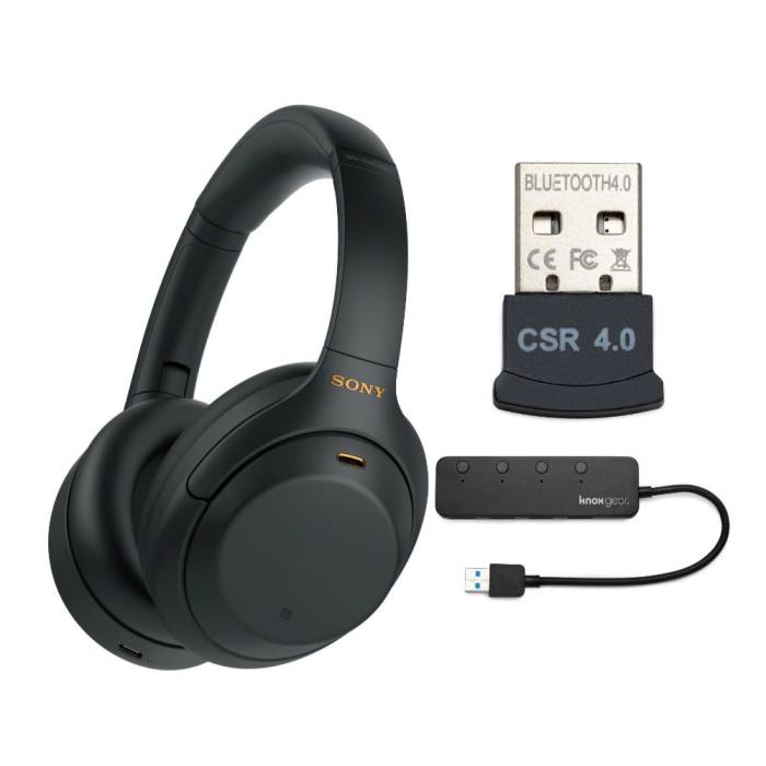 Sony WH-1000XM4 Wireless Noise Canceling Over-Ear Headphones (Black) bundle