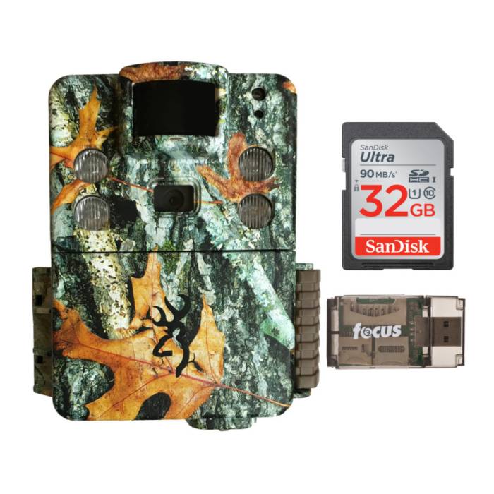 Browning Trail Cameras Strike Force Pro X 20MP IR Game Camera with 32GB Memory Card and Focus Card Reader