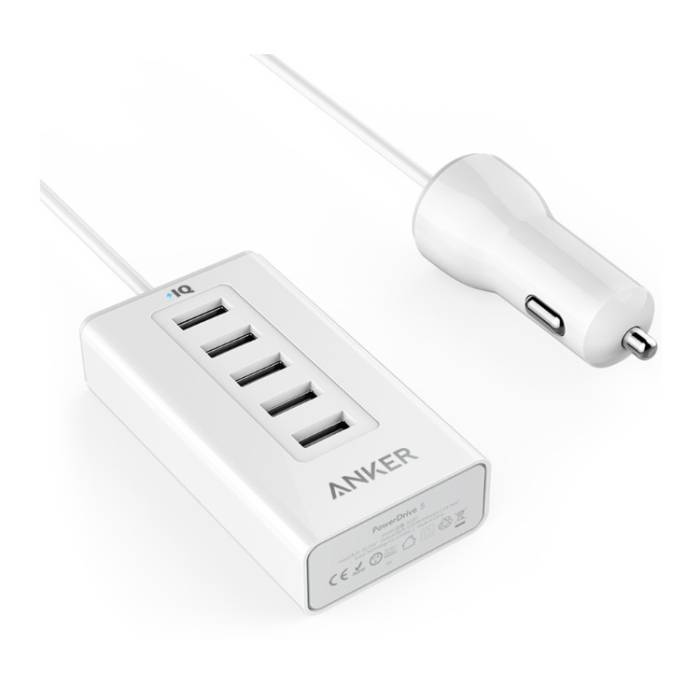 Anker 5-Port PowerDrive 50W Car Charger - White