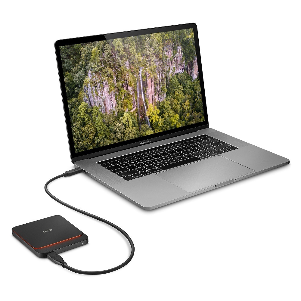LaCie Portable SSD 1TB with computer